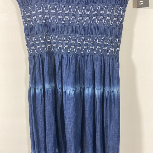 Lapis Maxi Dress Women Size S Dark & Faded Elastic Neck & Sleeves New With Tags - Picture 3 of 11